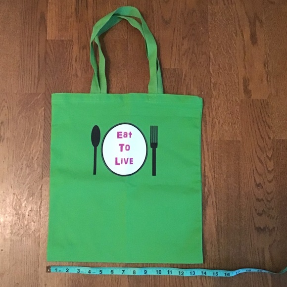 💼 🍉 🍍 Grocery or 📚 Books Tote Bag -eat to live - Picture 4 of 5